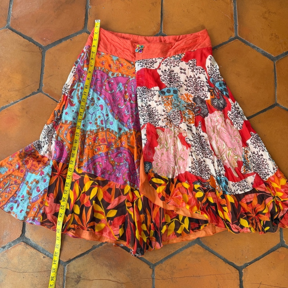 Sandy Starkman Women's Artsy Boho Silk Midi Skirt Art To Wear Size Medium M - Picture 8 of 8